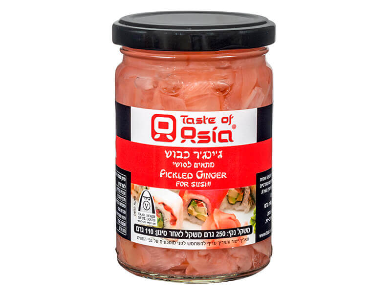 ג'ינג'ר לסושי (ורוד) 250 גרם Taste of Asia Ginger pickles for Sushi